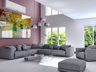 Klima 3d render çizim ile modern iç