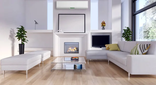 Interior Moderno Con Ilustración Renderizado Aire Acondicionado — Foto de Stock