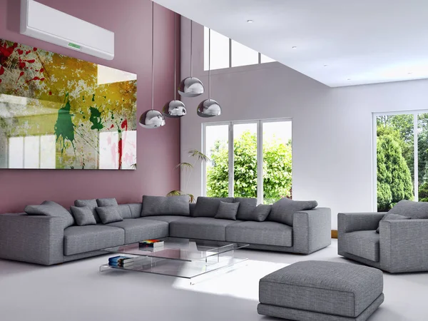 Klima 3d render çizim ile modern iç