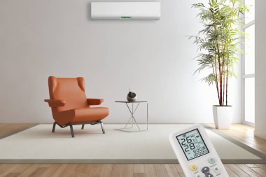 Klima 3d render çizim ile modern iç daire