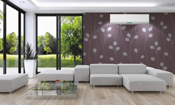 Interior Moderno Con Ilustración Renderizado Aire Acondicionado —  Fotos de Stock