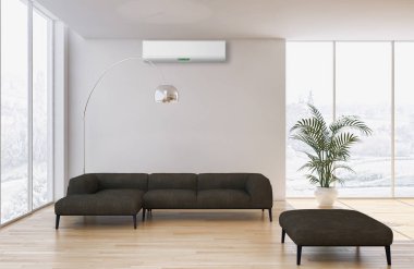 Klima 3d render çizim ile modern iç