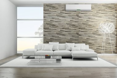 Klima 3d render çizim ile modern iç