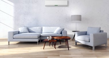 Klima 3d render çizim ile modern iç