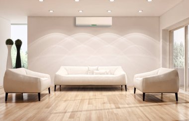 Klima 3d render çizim ile modern iç