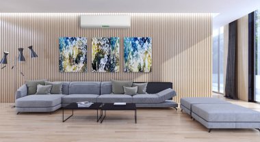 Klima 3d render çizim ile modern iç