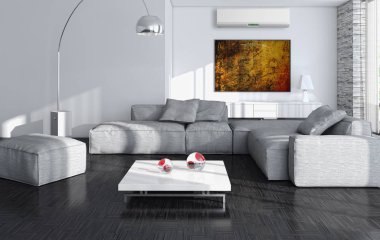 Klima 3d render çizim ile modern iç