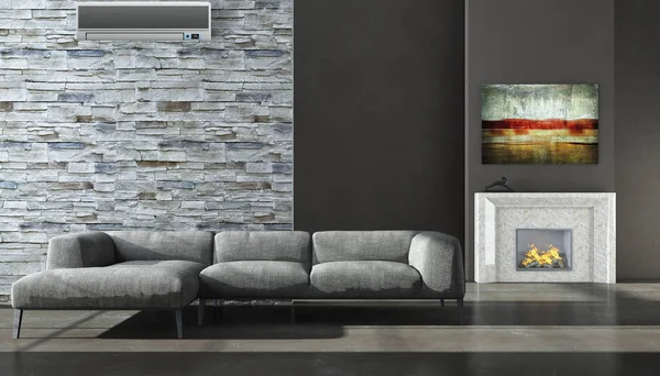 Klima 3d render çizim ile modern iç