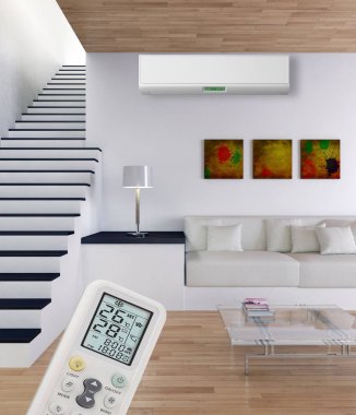 Klima 3d render çizim ile modern iç