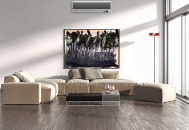 Klima 3d render çizim ile modern iç