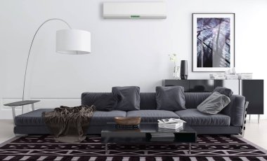 Klima 3d render çizim ile modern iç
