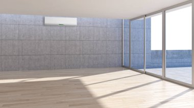 Klima 3d render çizim ile modern iç