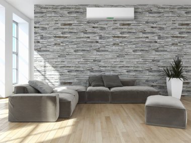 Klima 3d render çizim ile modern iç