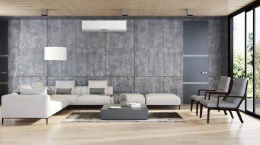 Klima 3d render çizim ile modern iç