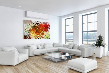 Klima 3d render çizim ile modern iç