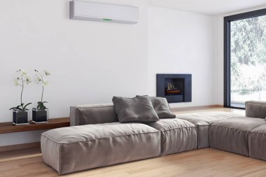 Klima 3d render çizim ile modern iç