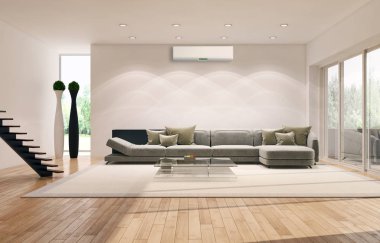 Klima 3d render çizim ile modern iç