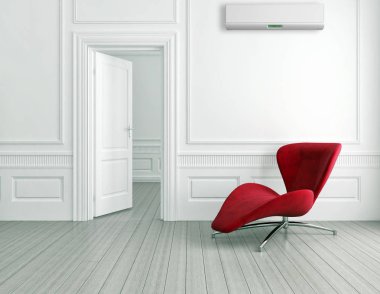 Klima 3d render çizim ile modern iç