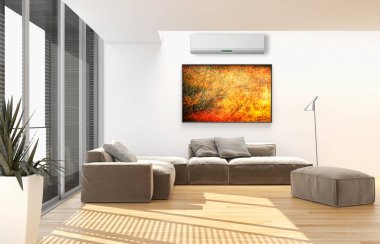 Klima 3d render çizim ile modern iç