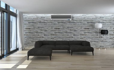 Klima 3d render çizim ile modern iç