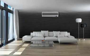 Klima 3d render çizim ile modern iç