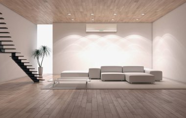 Klima 3d render çizim ile modern iç