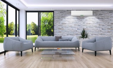 Klima 3d render çizim ile modern iç