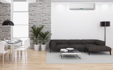 Klima 3d render çizim ile modern iç