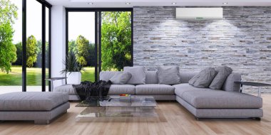 Klima 3d render çizim ile modern iç
