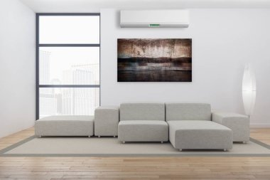 Klima 3d render çizim ile modern iç