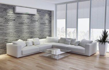 Klima 3d render çizim ile modern iç
