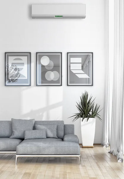 Interior Moderno Con Ilustración Renderizado Aire Acondicionado — Foto de Stock