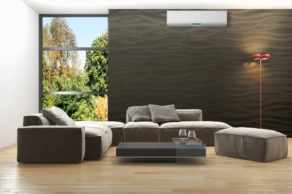 Modern Interieur Met Airconditioning Rendering Illustratie — Stockfoto