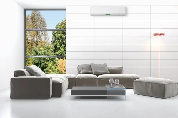 Modern Interieur Met Airconditioning Rendering Illustratie — Stockfoto