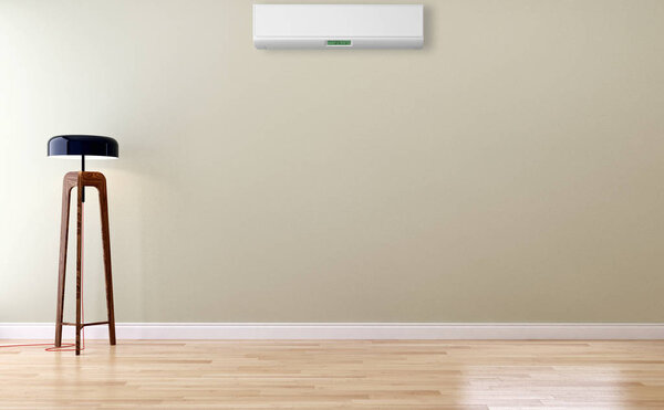 Modern interior with air conditioning 3D rendering illustration