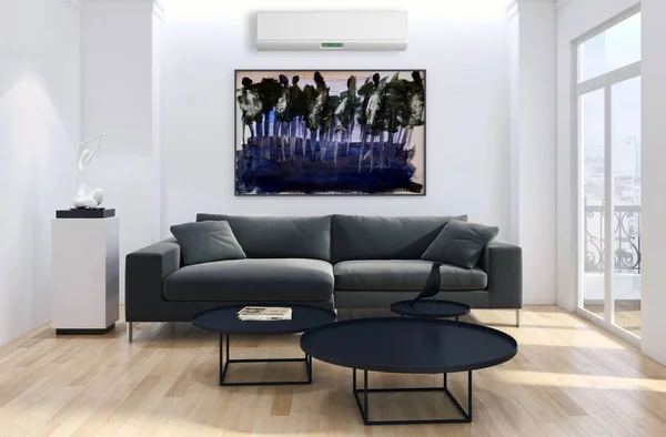 Modern Interieur Met Airconditioning Rendering Illustratie — Stockfoto