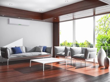 Klima 3d render çizim ile modern iç