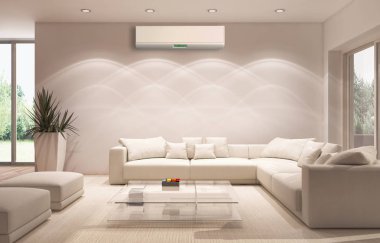 Klima 3d render çizim ile modern iç