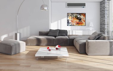 Klima 3d render çizim ile modern iç