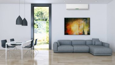 Klima 3d render çizim ile modern iç
