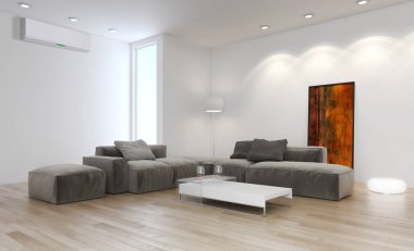 Klima 3d render çizim ile modern iç