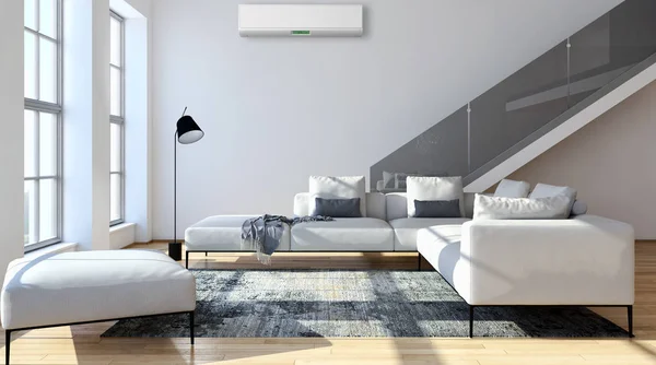 Interior Moderno Con Ilustración Renderizado Aire Acondicionado — Foto de Stock