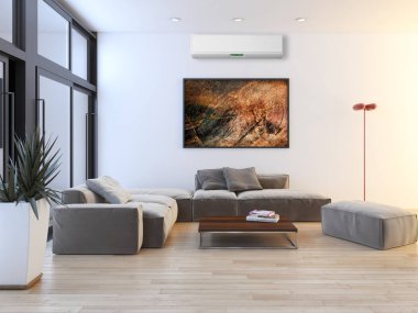 Klima 3d render çizim ile modern iç