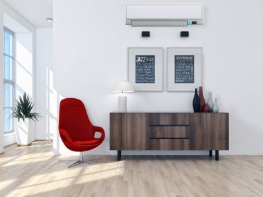 Klima 3d render çizim ile modern iç