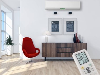 Klima 3d render çizim ile modern iç