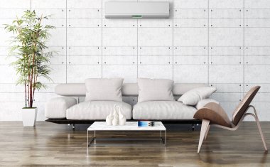 Klima 3d render çizim ile modern iç