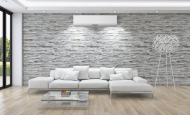 Klima 3d render çizim ile modern iç