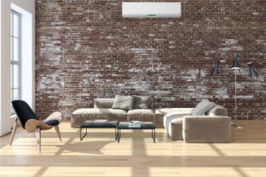 Klima 3d render çizim ile modern iç