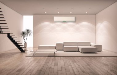 Klima 3d render çizim ile modern iç