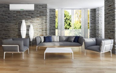 Klima 3d render çizim ile modern iç